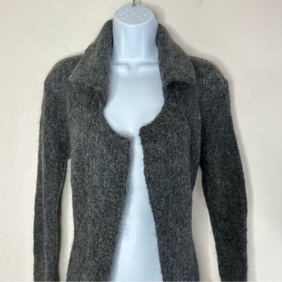 Aritzia Long Cardigan Sweater Duster Mohair Wool Blend Belted Grey Whimsigoth - Picture 7 of 16